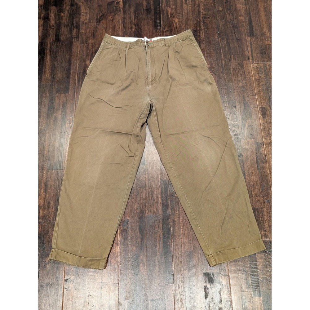 Vintage Tommy Hilfiger Pants Mens 34x29 Olive Green Chino Khakis Casual Soft 90s